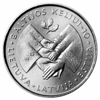 Lithuania 1999 1 Litas 10th Anniversary of the Baltic Way