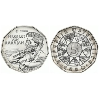 Austria 2008 5 euro Herbeert Von Karajan BU