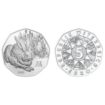 Austria 2016 5 euro Durer's Young Hare BU