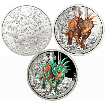 Austria 2021 3 euro Styracosaurus Albertensis 