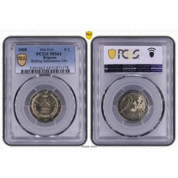 Belgium 2008 Human Rights Mint Error graded PCGS MS64