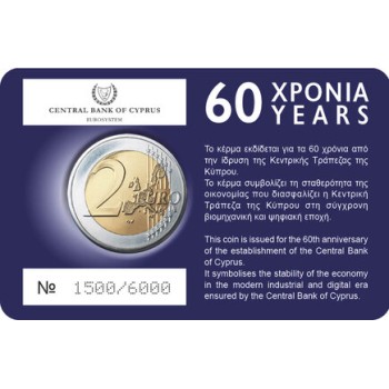 Cyprus 2023 60th Anniversary of the Founding of the Central Bank Cyprus coin card