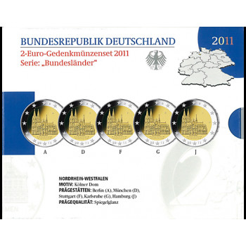 Germany 2011 A D F G J Westphalia Proof set Germany 2011 A D F G J Westphalia Proof set