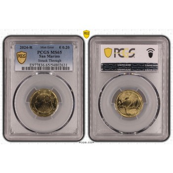 San Marino 2024 20 euro cent Mint Error Graded PCGS MS65