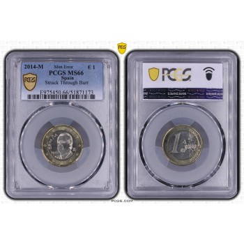 Spain 2024 1 euro Mint Error Graded PCGS MS66