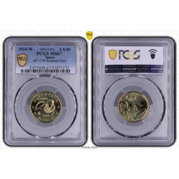 Spain 2024 50 euro cent Mint Error Graded PCGS MS67