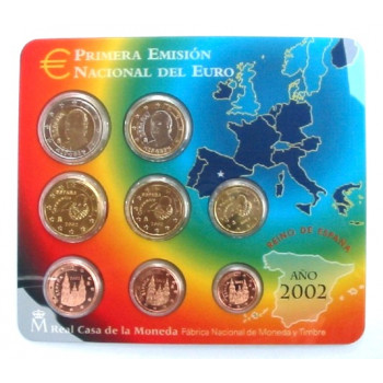 Spain 2002 Euro Coins BU Set Spain 2002 Euro Coins BU Set