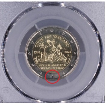 Vatican City 2024 Thomas Aquinas mint error graded PCGS MS66