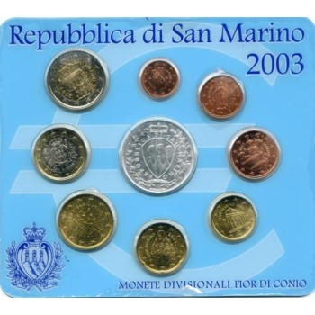 San Marino 2003 Euro coins BU set with 5 euro silver coin