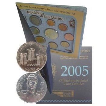 San Marino 2005 Euro coins BU set with 5 euro silver coin